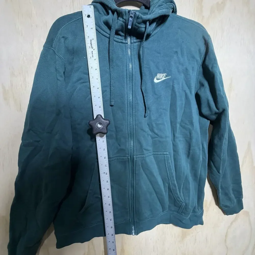 Nike Hoodie Full Zip Mens Large Green Sweatshirt‎ Swoosh Athletic Jacket
